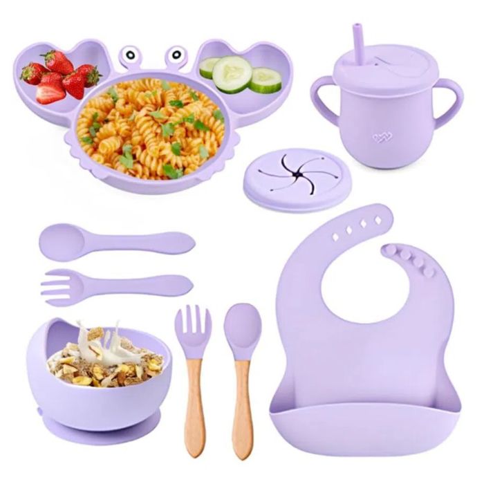ASSIETTE - PLATEAU REPAS,peach set--Bol en bambou pour bébé, vaisselle'alimentation, cuillère en