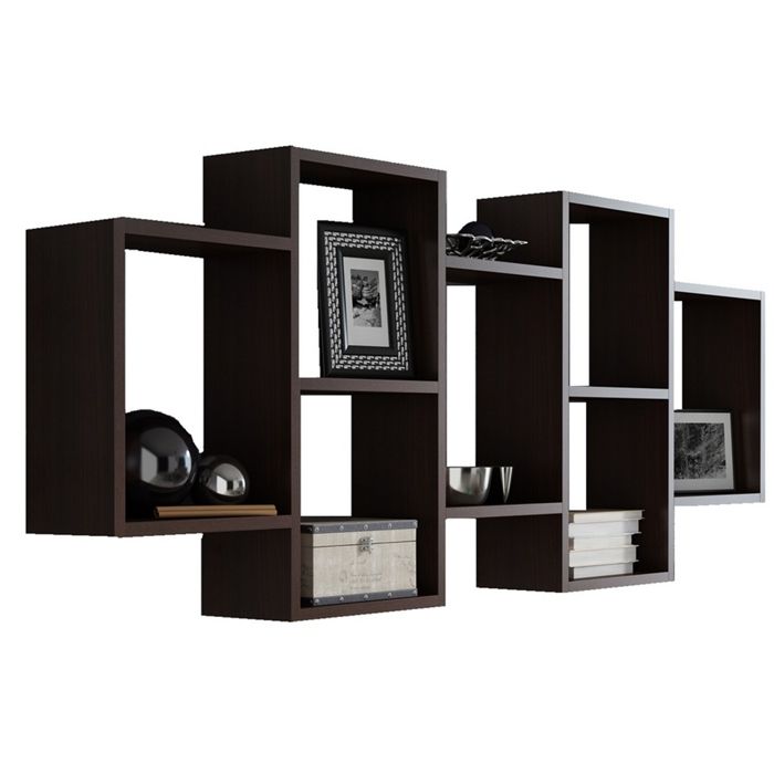 Étagère Suspendue POLON - wengé - 147cm x 65cm x 21cm - Design Moderne