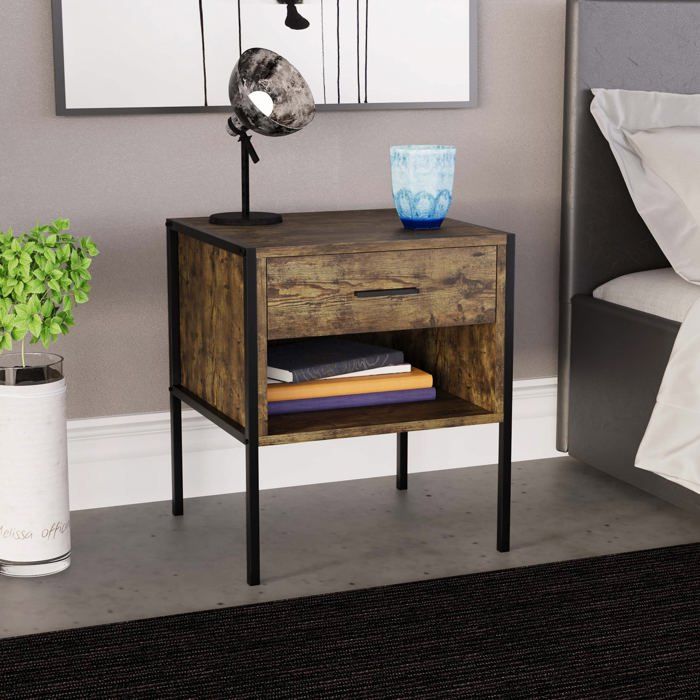 Table De Chevet Brooklyn En Bois Fonc Avec 1 Tiroir Meuble De Table De Chevet Brooklyn En Bois Fonc Avec 1 Tiroir Meuble De