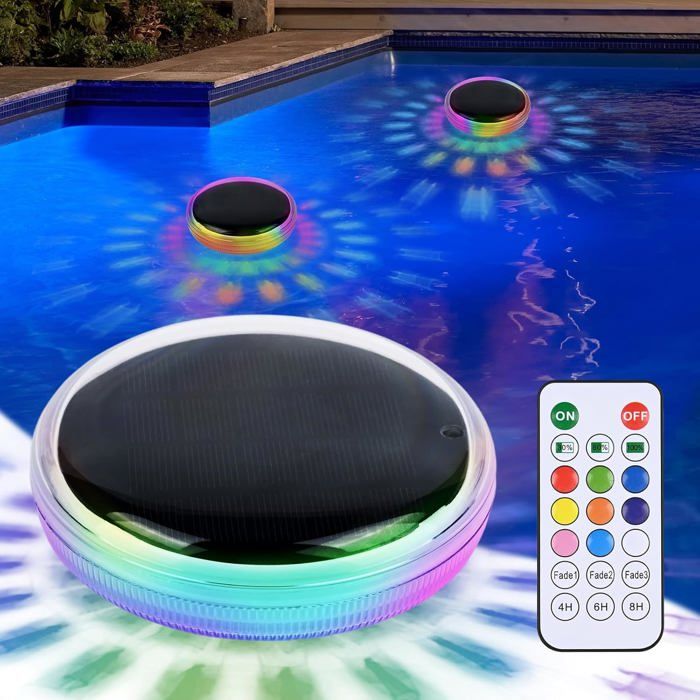 Bouée Gonflable Piscine avec Lumière Changeante- Bouée Géante Piscine Énergie Solaire pour Adultes avec Porte - Jeux - Jouets
