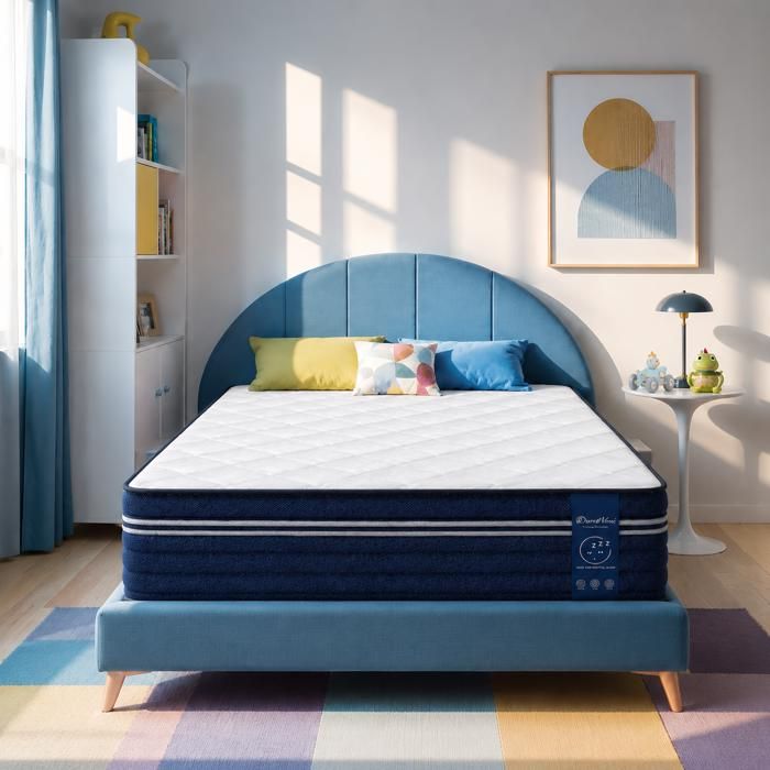 Matelas 90x200 cm épaisseur 29 cm ressorts ensachés mousse à mémoire de forme ergonomique hypoallergénique certifié Oeko-TEX®