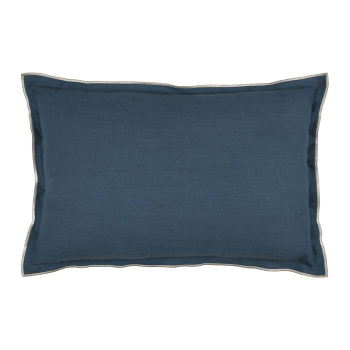 Coussin coton volant plat feston noir Bleu 40x60 cm Coussin coton volant plat feston noir Bleu 40x60 cm