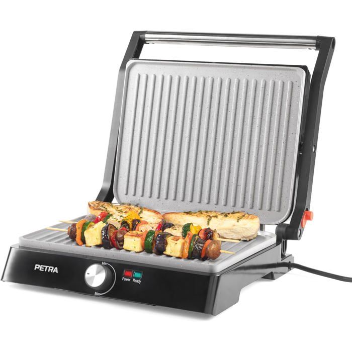 Grill Panini Électrique Xl 180° Machine À Panini Et Appareil Croque Monsieur 2-En-1 Plaques Antiadhésives Marblestone Dou[GA129]