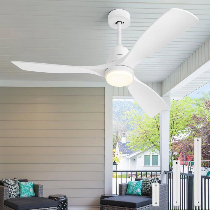 Ventilateur de Plafond avec Lumière et Télécommande - 132 cm - Moteur DC Réversible Silencieux - Jbniuay