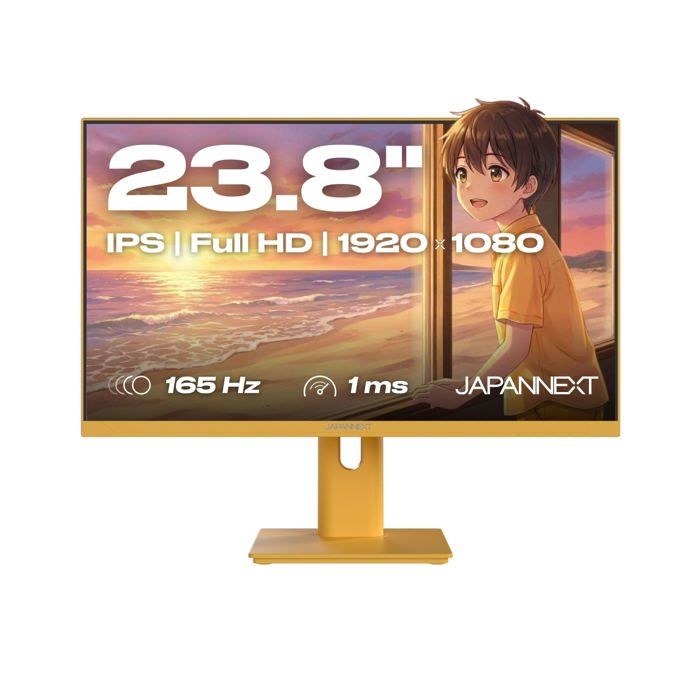 Ecran PC Gamer JAPANNEXT 23.8 IPS Full HD 1920x1080 165Hz 1ms Jaune Pastel JN I238F165 HSP YE