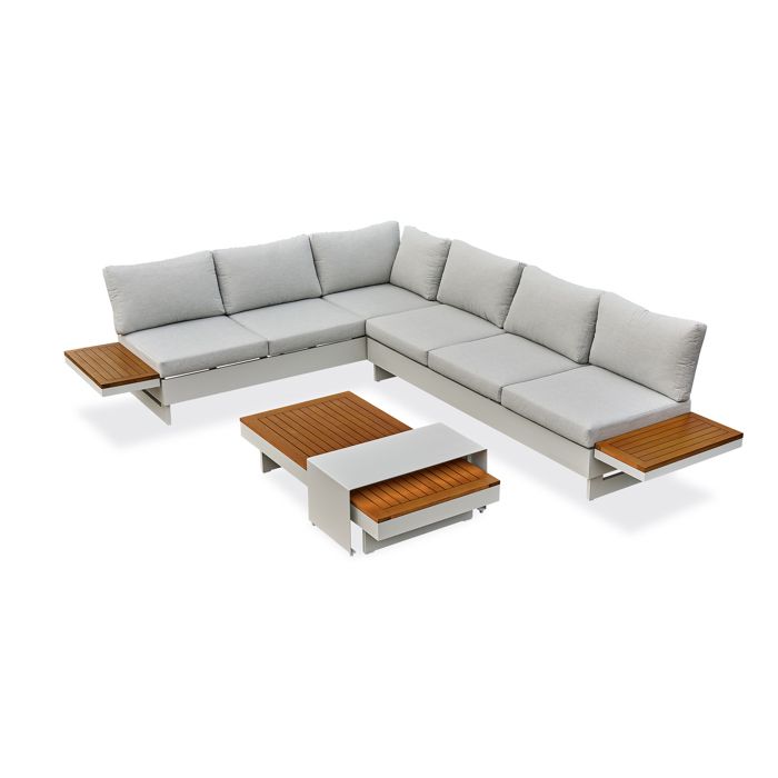 Salon de jardin dangle 6 places - Gris clair - MINERA Salon de jardin dangle 6 places - Gris clair - MINERA