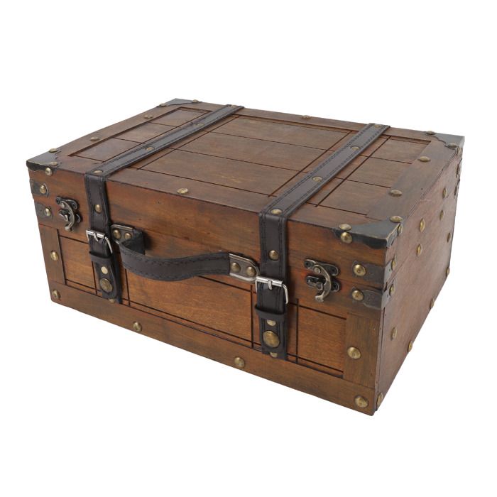 ARAMOX boîte en bois en détresse Coffre en bois Portable Vintage en détresse multifonctionnel coffre de meuble rangement Grand