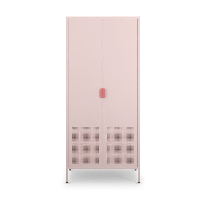 Adel - Armoire 2 portes en métal H180cm - Rose blush Adel - Armoire 2 portes en métal H180cm - Rose blush
