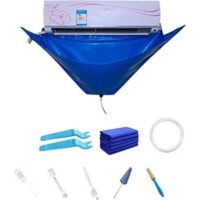 10pcs Kit nettoyage clim –Housse étanche Oxford double couche avec tuyau 2 4m – Pour clim split mural universel ≤1.5HP – Bleu