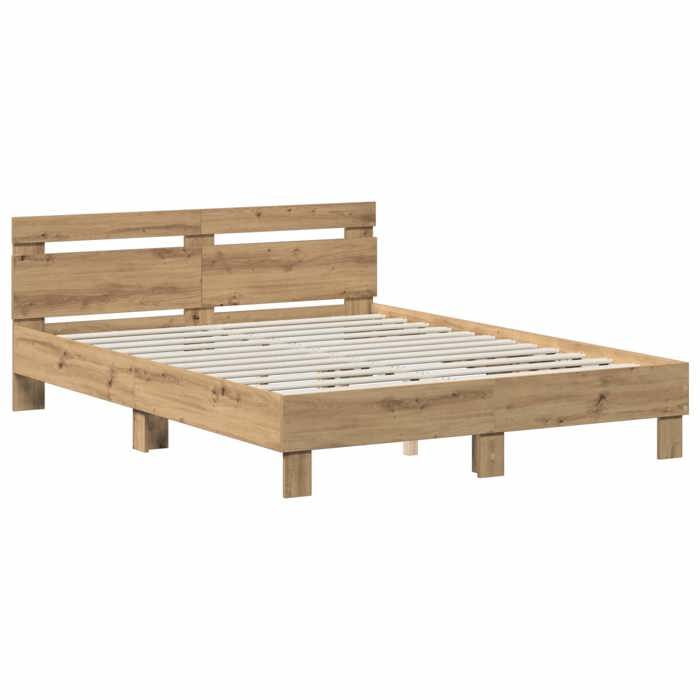 BESTLIFE Cadre de lit Chêne artisanal 140 x 190 cm Bois dingénierieavec manuel de montage（79957784）VIDAXL