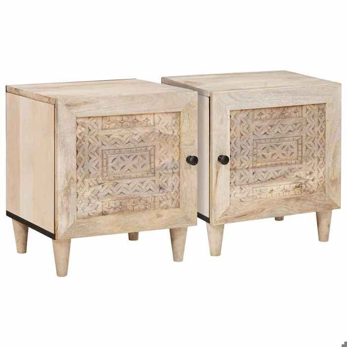 Lot de 2 Armoires de chevet intemporel - vidaxl - Table de lit - bois dingénierie - blanc - 80 x 50 x 40 cm@jzp37j