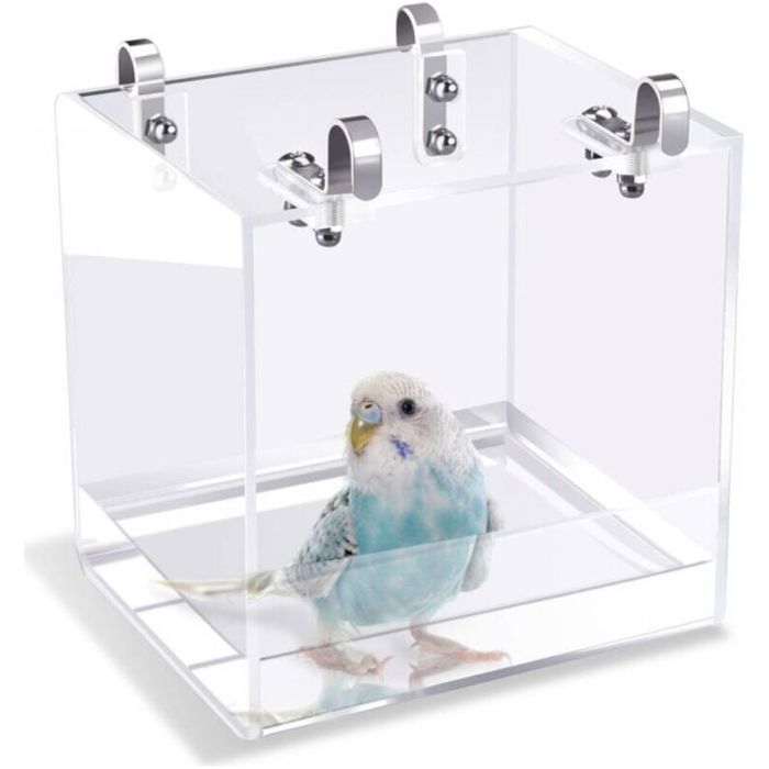 Baignoire Oiseaux Suspension - Design transparent sans fuite Installation facile sans montage - Petits oiseaux perroquets