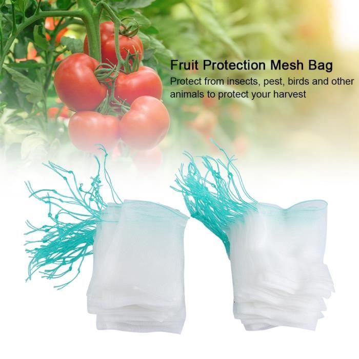 E - 100pcs sacs de protection de fruits sac de cordon de plante contre les insectes nuisibles oiseau 15 * 10cm