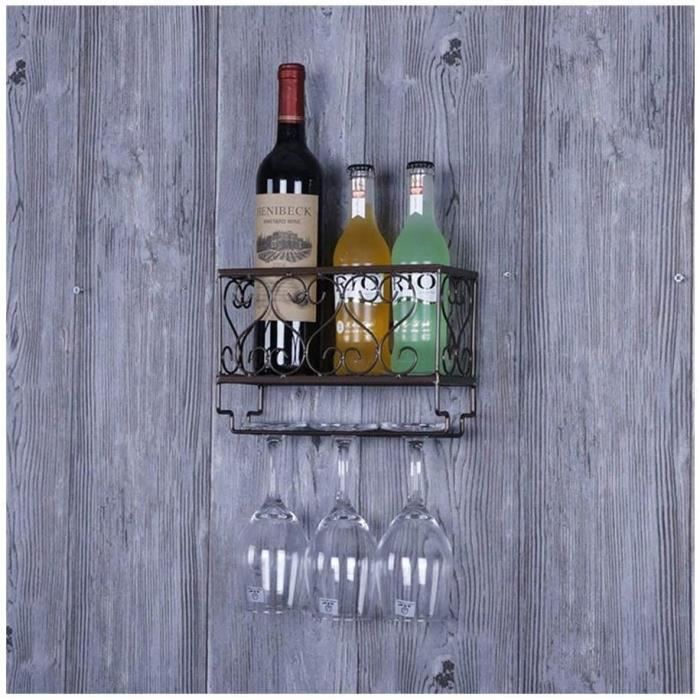 Étagère à Vin Murale En Métal Noir – Porte-verres Suspendu Pour 6 Verres – Pour Cuisine, Bar, Cave – Installation Facile - 8
