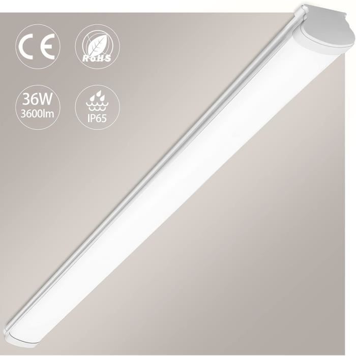 Réglette Led Extérieur étanche Réglette LED 120cm 36W Blanc Neutre - Lot De 2, IP65 Étanche Pour Garage, Cuisine, Bureau Alusso 36w
