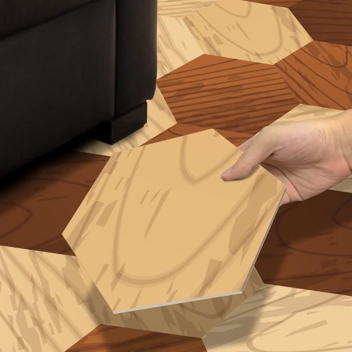 Dalle PVC Adhésive Sol – Lot De 10 Dalles Carrées, Couvre 0