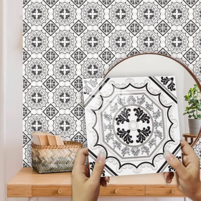 Lot De 10 Carreaux Adhésifs Effet Marbre Pour Cuisine/salle De Bain - 60x30 Cm Chacun - PVC Imperméable, Facile à Poser