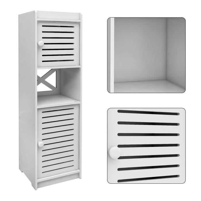 Armoire de salle de bains AGNESG - Polypropylène - Blanc - 2 portes - Étanche et stable