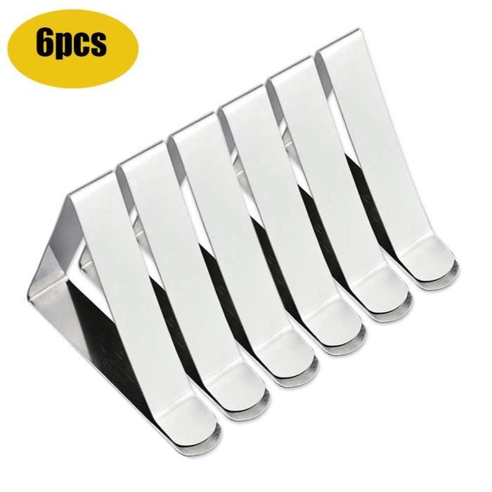 Lot de 6 Pinces de Nappe réglables en Acier Inoxydable pour Nappe de Table  5 cm, Silver, Opening Dimension 5cm