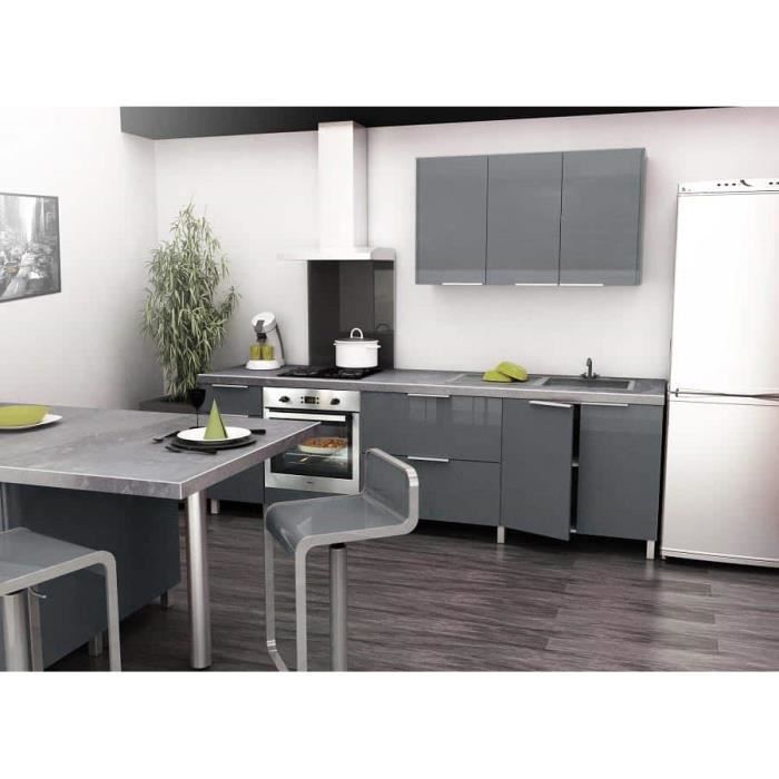 Cuisine Type 2M60 - 260cm - Gris - Cuisine complète
