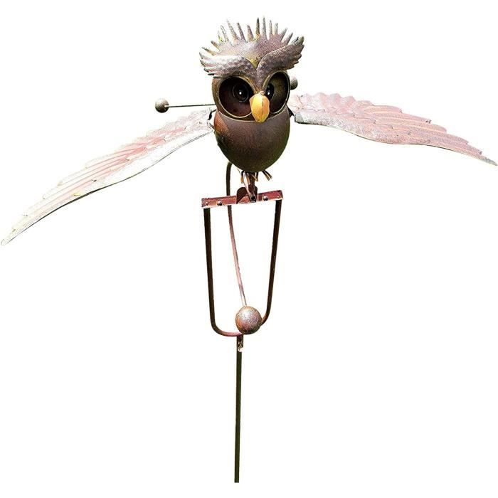 Moulin à Vent Décoratif Métal Motif Hibou/aigle Pour Jardin - Haut De 93 Cm Environ - Décoration Extérieure Résistante - 4