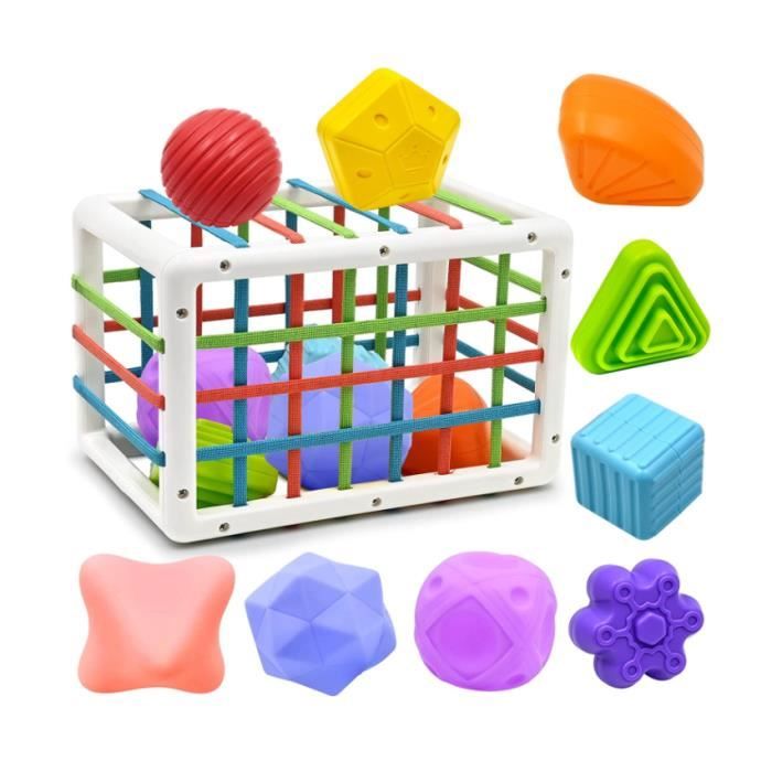 Jouet Montessori pour Bébés, 7 in 1 Jeux Cubes de Motricité, Sensoriel  Jouet pour Bebe 6 Mois 1 2 3 Ans pour Cadeau Fille Garçon