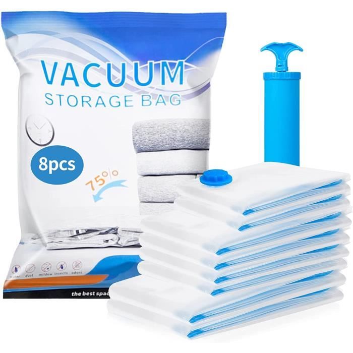 Sac Rangement Sous Vide Aspirateur Lot de 8 Housse de Rangement