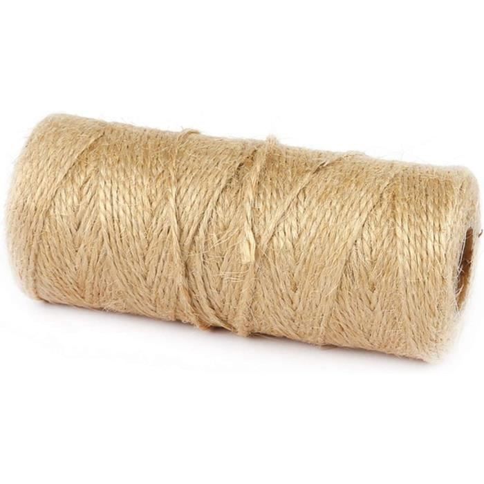 Rouleau Ficelle Coton 100 M X 2 Mm - Doré Beige - Pour Emballage Cadeau, Artisanat, Jardinage, Déco