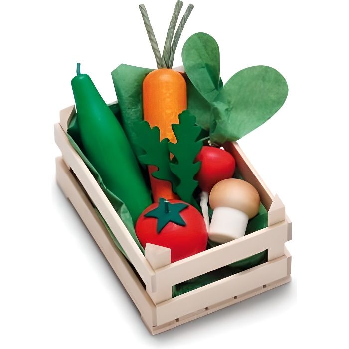 Erzi 28241 Assortiment /"Légumes/" en caisse bois pour épicerie NOUVEAU #