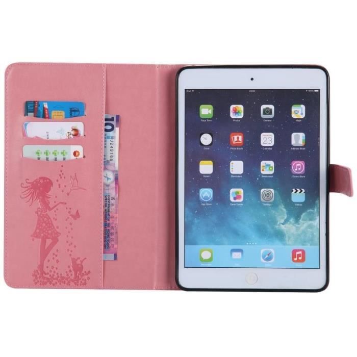 Tablette Etui Pour Apple iPad Mini 1-2-3 Pink Fille Housse Magnétique Coque  PU Cuir Flip Skin Case Cover - Cdiscount Informatique