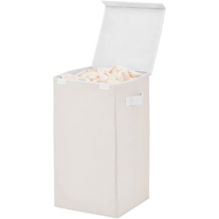 HMAKGG Panier à Linge Pliable 40L Blanc – Grande Corbeille à Linge Avec Poignées, Mural Ou Sol, Design Aéré Moderne