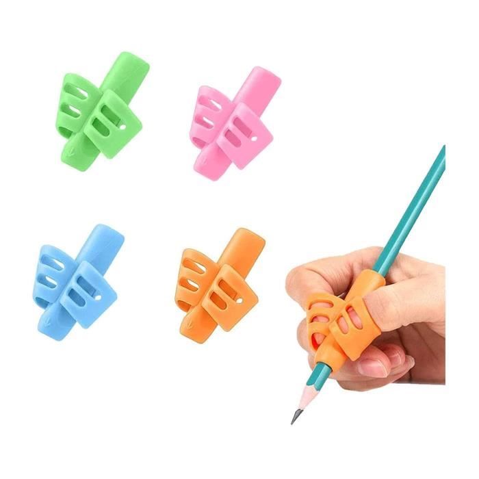 Aide écriture Guide Doigt Ergonomiques Grips Aide Ergonomique à l’écriture, Grips Pour Crayon pour Enfants Étudiants, Set de 4