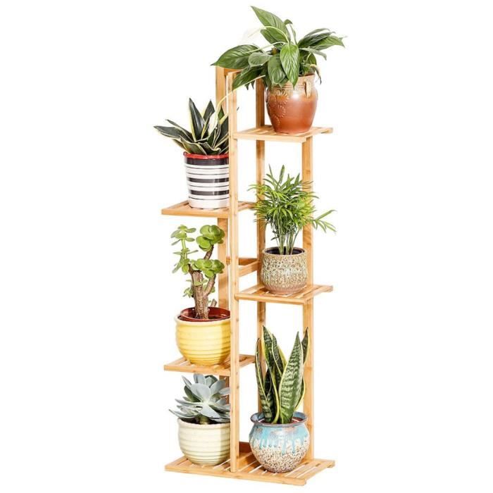 Étagère Plante en Bambou Porte Pot de Plantes Fleurs Extérieur Intérieur pour Maison Balcon Terrasse Jardin Café - 102x40x20.2cm