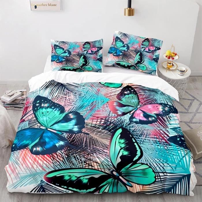 Housse De Couette Dreamzie 220x240cm + 2 Taies - Microfibre Botanique Vert Sauge, Oeko-Tex
