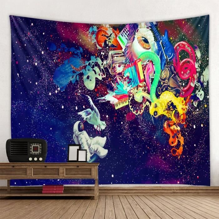 Tenture Murale Japonaise 100x150 Cm - Motif Guerrier Traditionnel - Polyester Léger - Décoration Chambre, Dortoir
