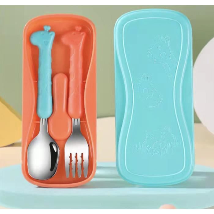 Ensemble de couverts pour enfants, cuillère fourchette vaisselle ensemble  cuillères d'entraînement incurvées fourchettes pour enfants
