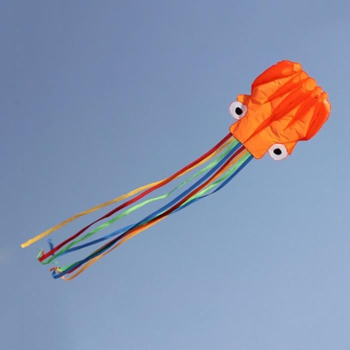 Cerf-volant Pieuvre Géant 4 M X 71 Cm – Livré Avec 100 M De Ligne – Couleurs Vives, Facile à Monter – Plage, Parc, Pique-nique