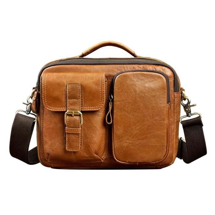 sac bandouli re Sac bandouli re en cuir de vache pour homme sacoche de qualit originale fourre tout la mode Type brown
