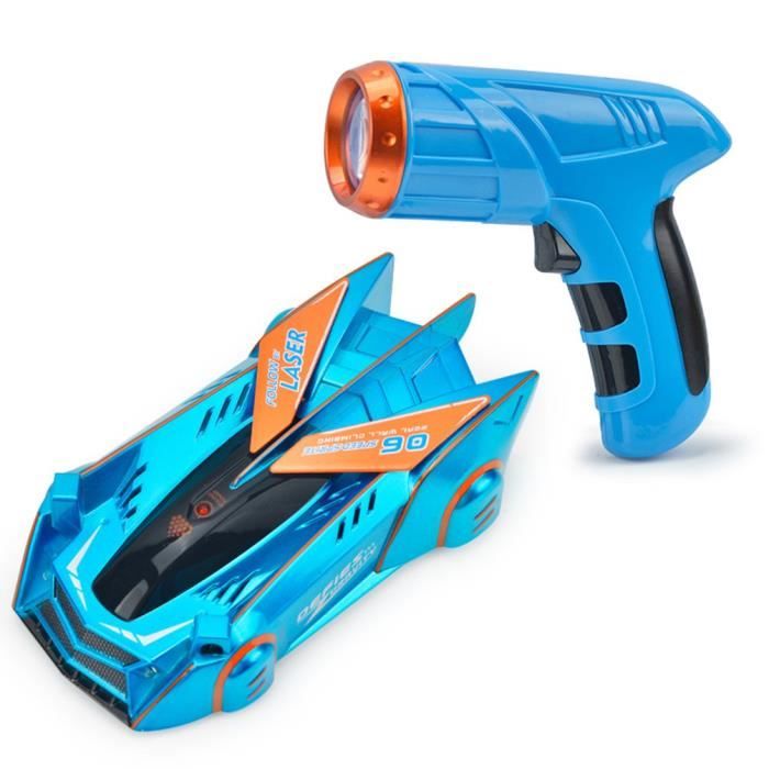 Couleur bleue Jouet de voiture électrique Anti-gravité cascade Laser infrarouge mur de suivi escalade au