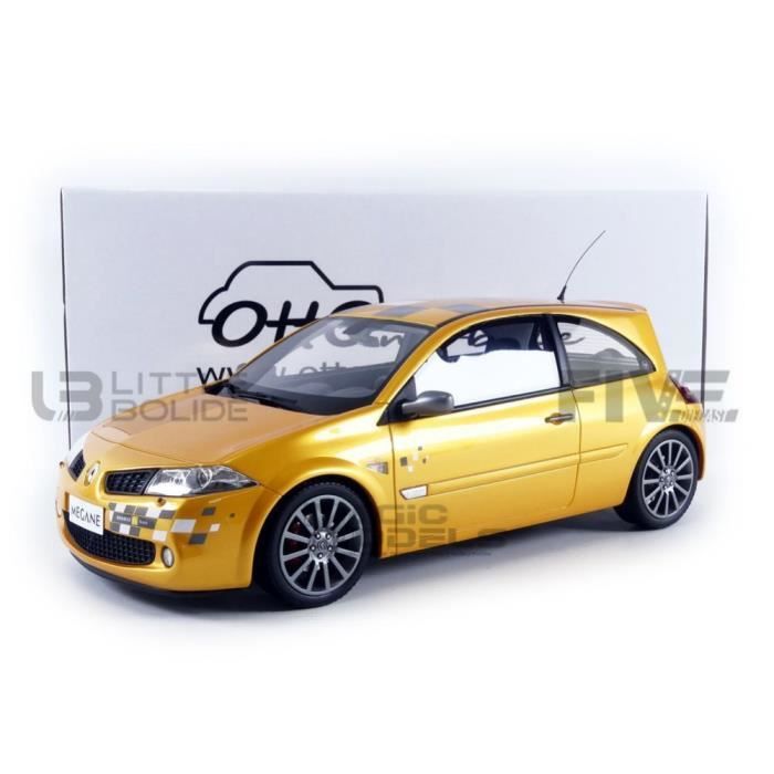 Voiture Miniature de Collection - OTTO MOBILE 1/18 - RENAULT Megane 2 RS F1 Team - 2002 - Yellow Sirius - OT914