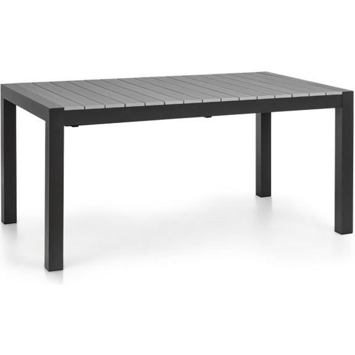 blumfeldt menorca expand table de jardin extensible pour 8 personnes 163 x 95 cm - design aluminium & polywood - gris anthracite