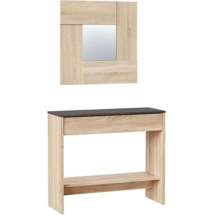 console d'entrée avec tiroir et miroir - calicosy - chêne - contemporain - design