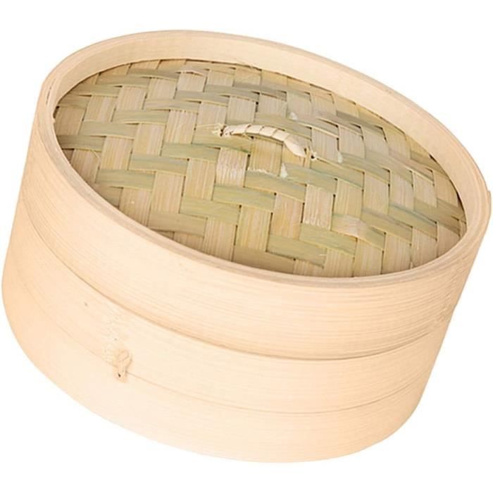 Panier Cuisson Vapeur Bambou Moyen Traditionnel - Riz Gluant Thaïlandais & Dim Sum