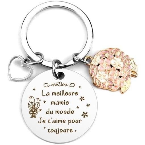 Porte-clés Cadeau Pour Mamie - Gravure Cœur Et Papillon - Acier Inoxydable - Idée Cadeau Fête Des Grands-mères