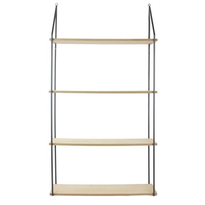 The Home Deco Factory Etagere Murale Echelle 4 Plateaux 112x18x60 Cm Beige Noir Cdiscount Maison