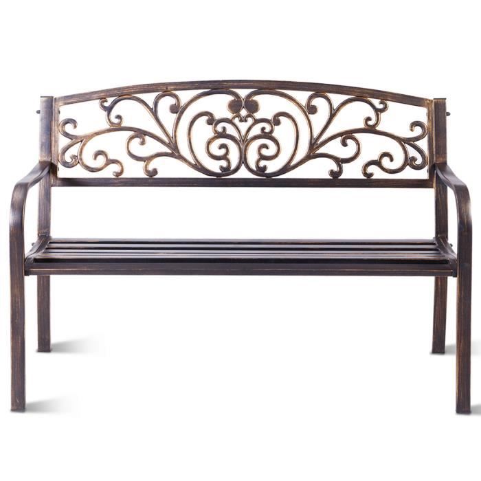 Banc Coulissant 2 Places Jardin En Rotin PE - Cadre Métal, Mousse à Séchage Rapide, 120x80x94 Cm, Charge 360 Kg