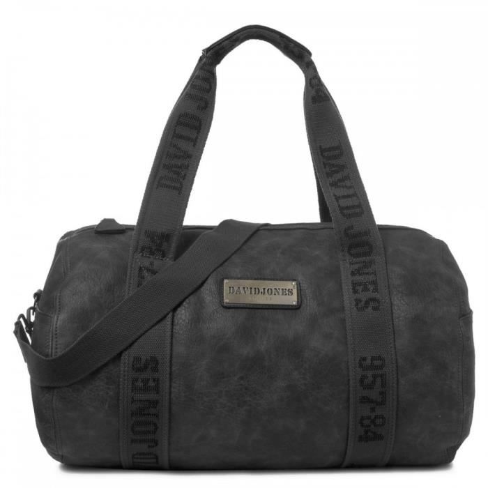 David Jones Sac a Main Polochon Grand Fourre Tout Cours Travail Sport Sac Voyage Weekend Cuir Porte Epaule Bandouliere Noir