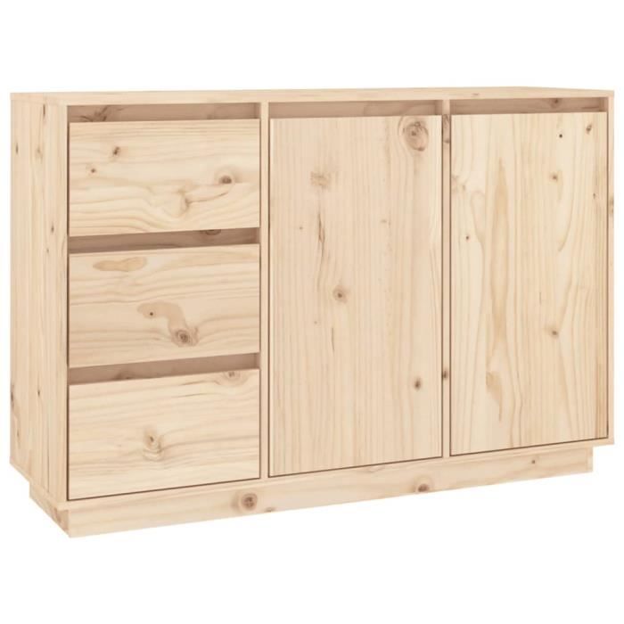 Buffet - DILWE - DIL7359722920411 - Bois massif de pin - 2 portes - 3 tiroirs