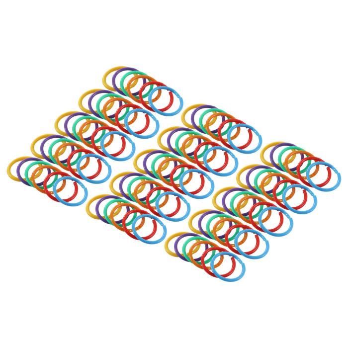 Lot De 100 Anneaux De Reliure Plastique Multicolores - 32 Mm - Pour Feuilles, Cartes, Albums