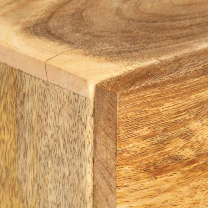 table de chevet en bois de manguier massif - ej.life - 40 x 30 x 50 cm - 2 tiroirs - marron - style campagne